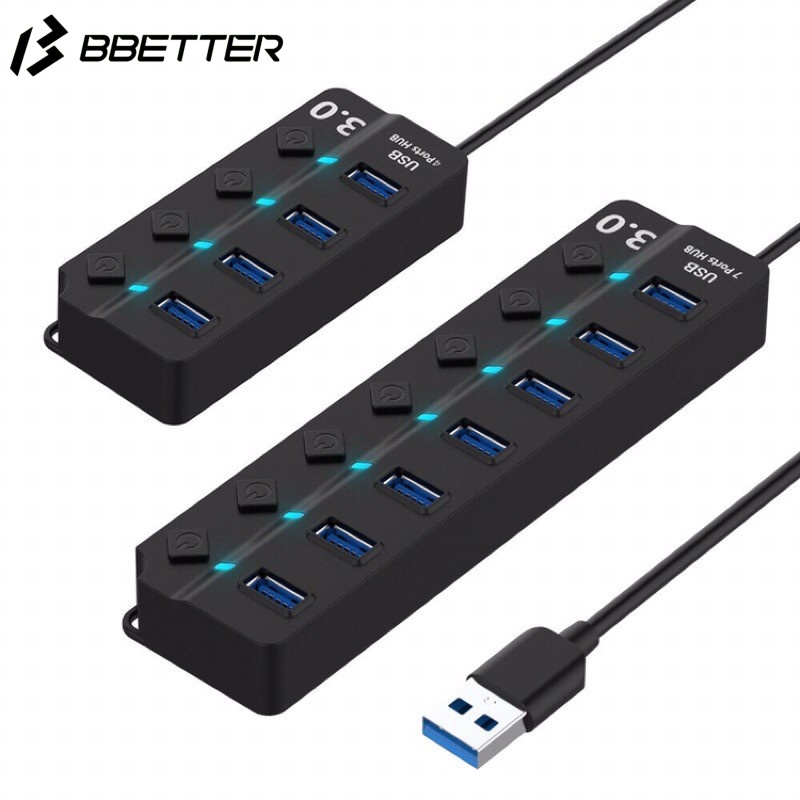4/7 Ports USB Port Extension 3.0 High Speed USB Hub For Laptop Multiple ...