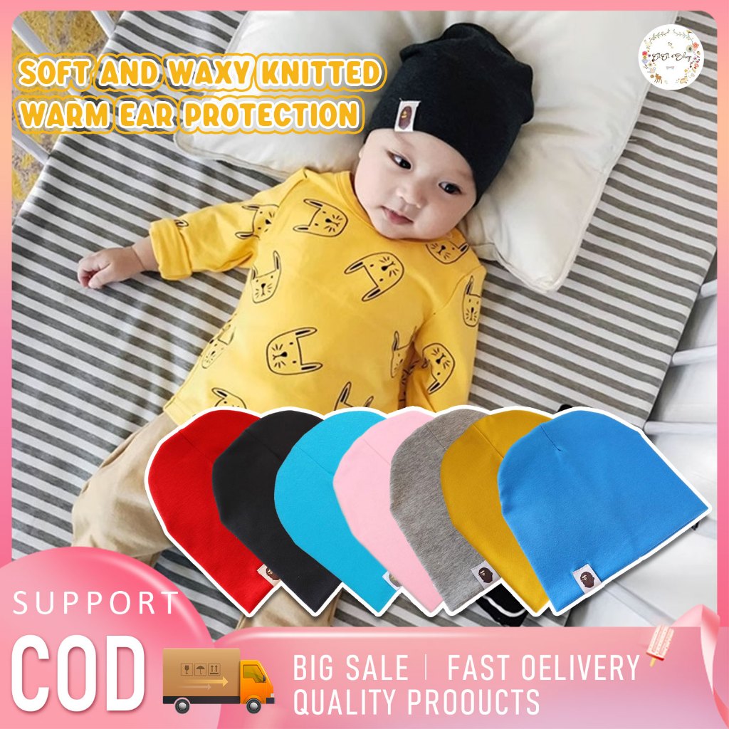 CICI Lovely Cotton Kids Baby Caps Solid Color Soft Hat Thick Bonnet ...