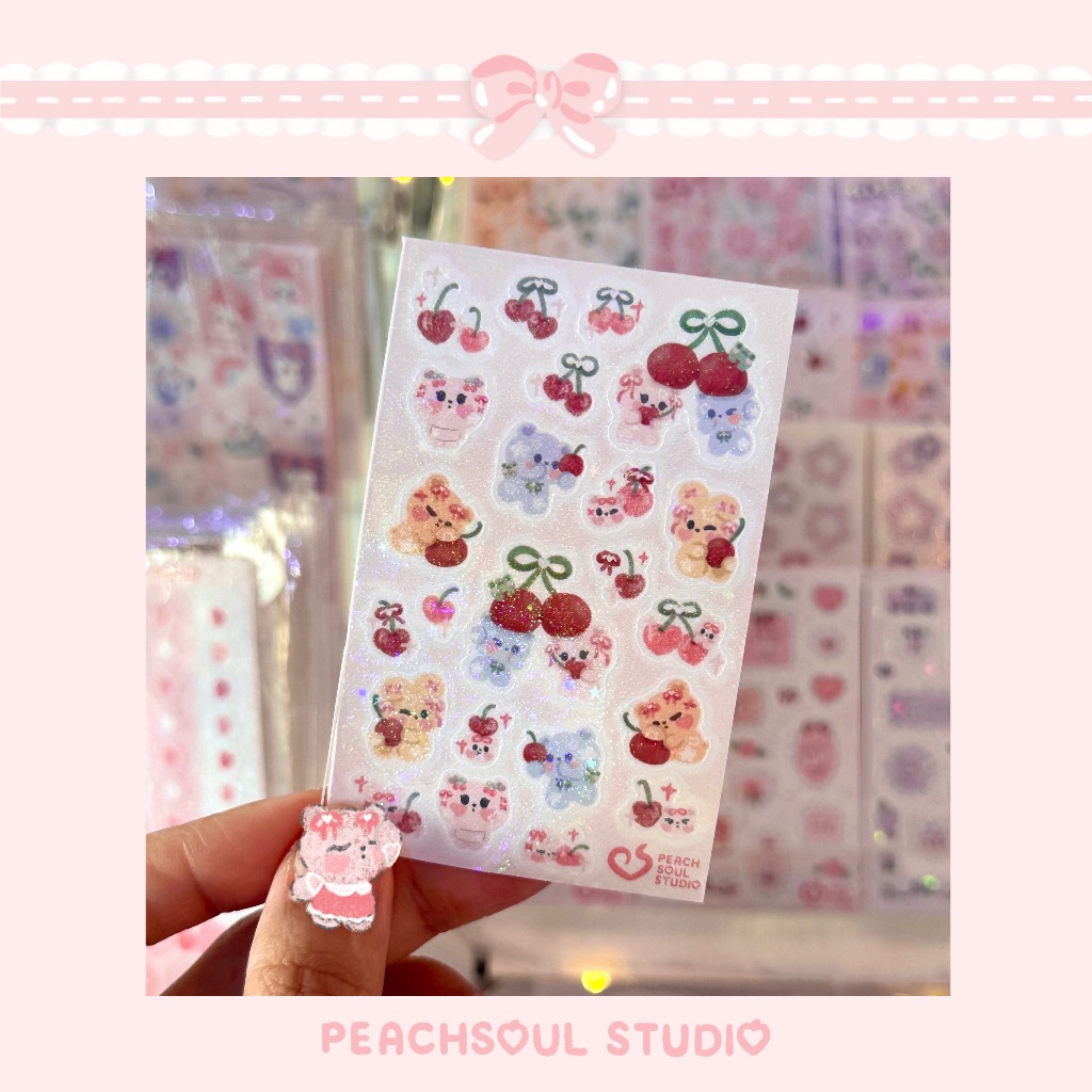 PB&Friends Cherry Mini Deco Sticker Sheet by PEACHSOUL STUDIO | polco ...
