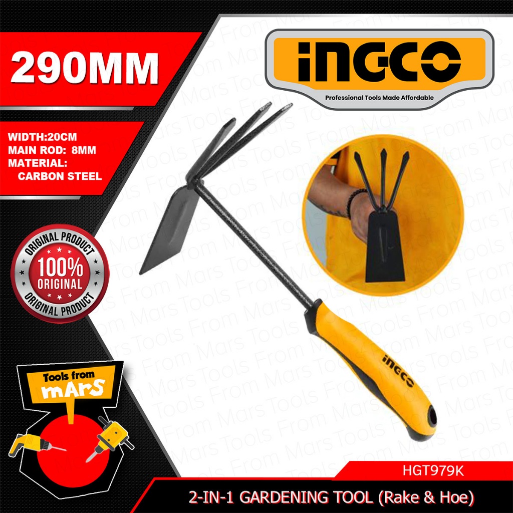 INGCO Garden Rake 300mm Ground Rakes, Soil rakes Level-head Rakes Bow ...
