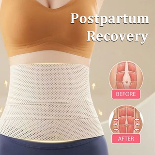Women's Postpartum Belly Girdle Tummy Control Wrap Recovery Corset Belt  Belly Band Binder Waist Shapewear White/Pink 