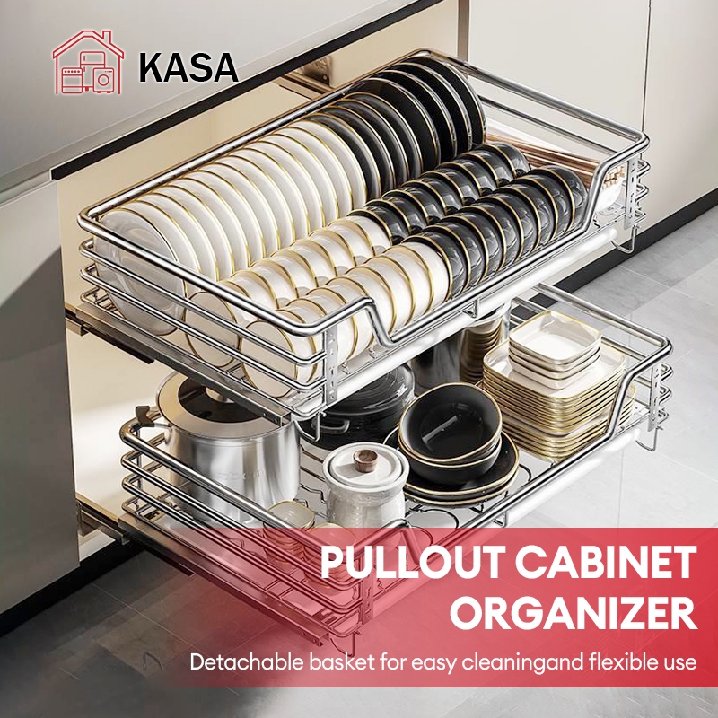 Kitchen Stainless Pull Out Dish Rack Kitchen Organizer For Cabinet