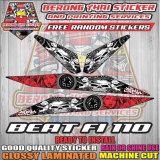 Decals, Sticker, Motorcycle Decals for Honda beat, FI, V2, 007, tribal  magenta