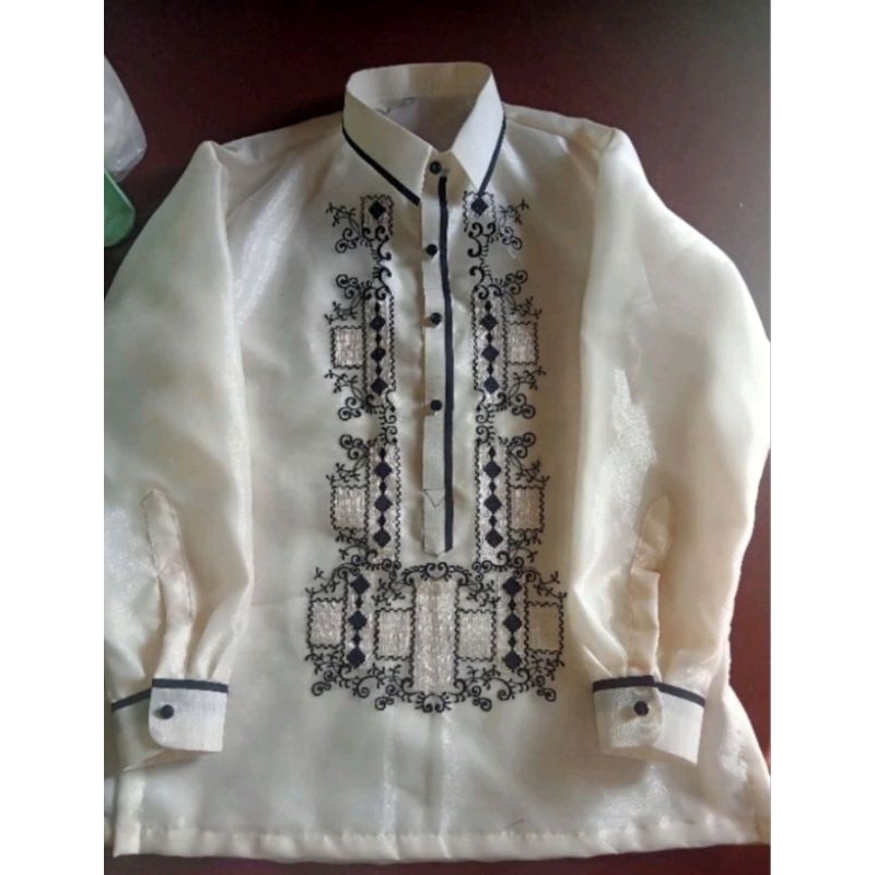 Modern Barong Tagalog Black/cream embroidery Assorted Design | Shopee ...