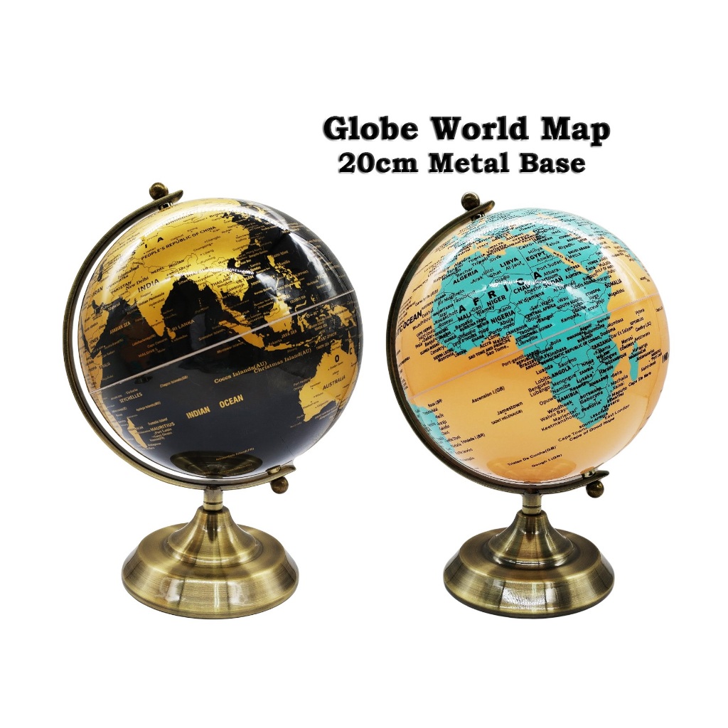 Geographical Globe World Map 360° degree rotating globe metal base ...