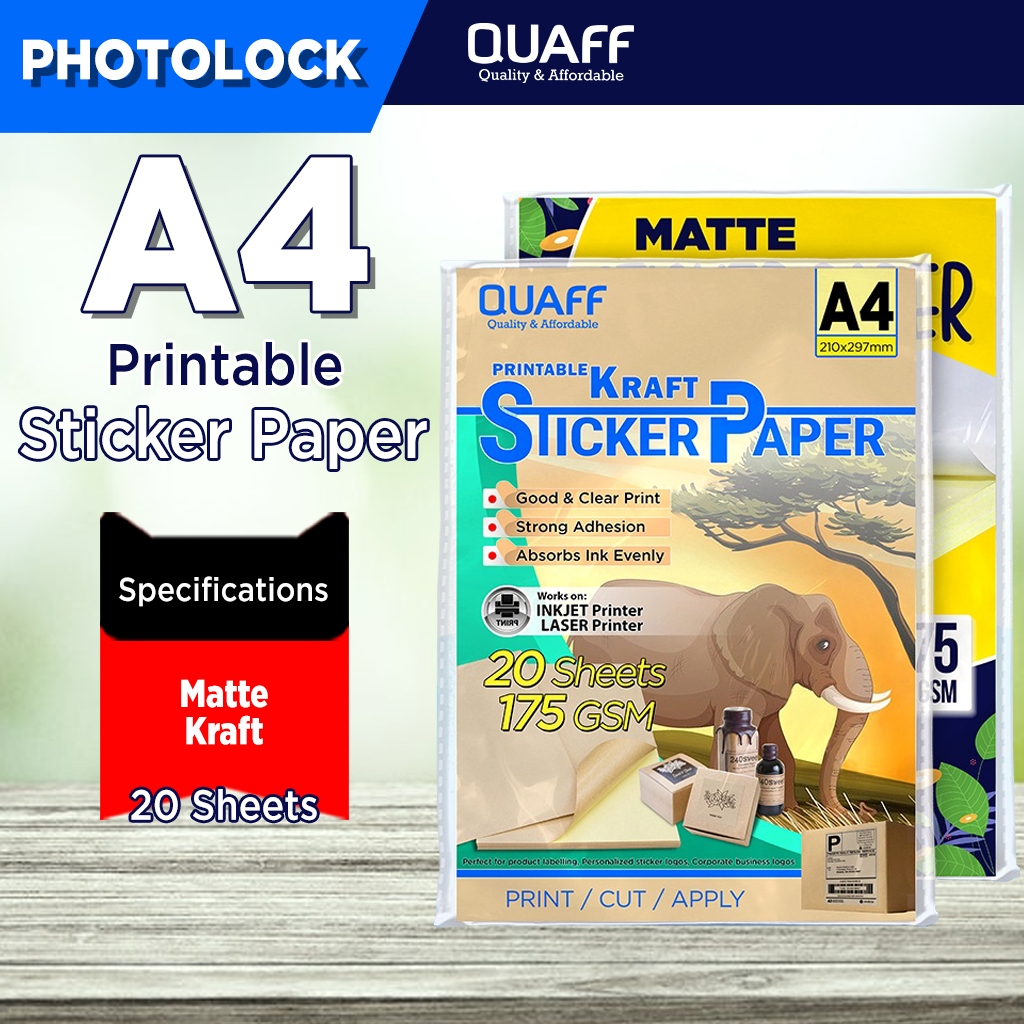 175gsm Matte Sticker Paper & Kraft Sticker Paper A4 Size for Label and