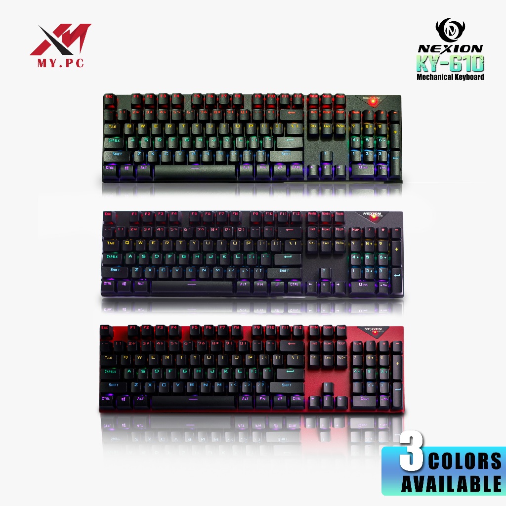 NEXION KY610 RGB Mechanical Keyboard Light Changing Color 20 Running