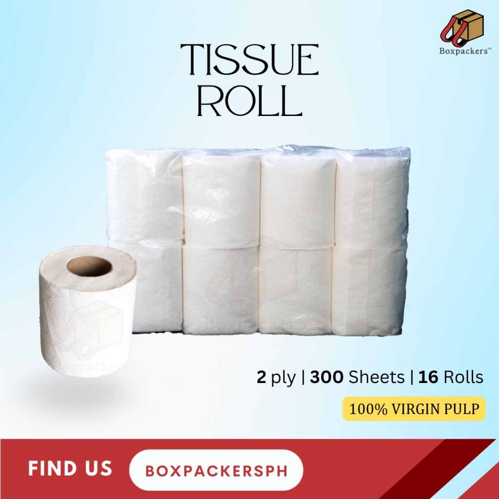 BOXPACKERS PH Bathroom Tissue 16 rolls 2 ply 300 sheets VIRGIN PULP