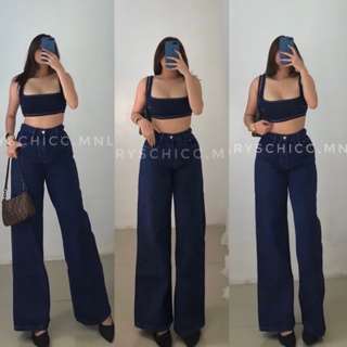 ZANRA girls summer new Korean version high waist loose all-match jeans  women's simple straight love jeans wide leg pants