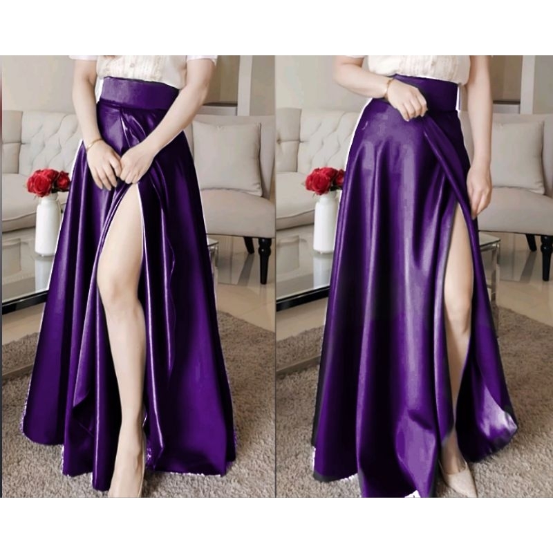 美品】ザハイライツ satin'skirt'longdullbrown DORIT SILKY SLIP SKIRT