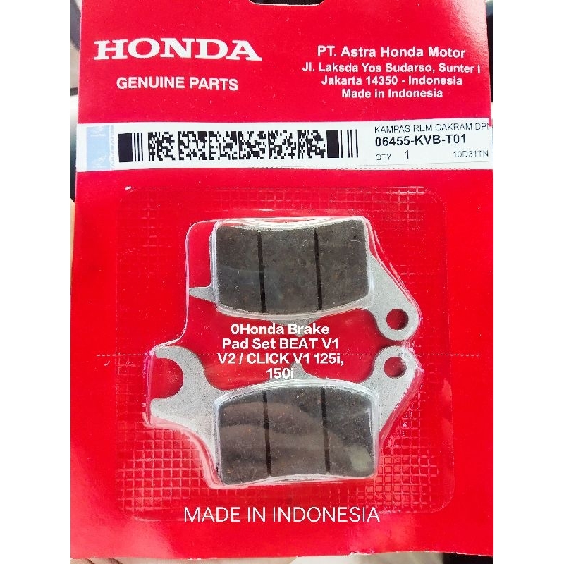 Honda Brake Pad Set BEAT V1 V2 / CLICK V1 125i, 150i | Shopee Philippines