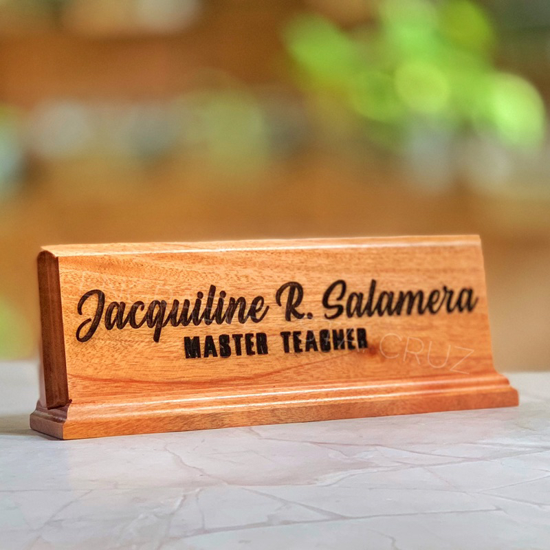 Personalized Table Top Wooden Nameplate with Pen Holder | Shopee ...