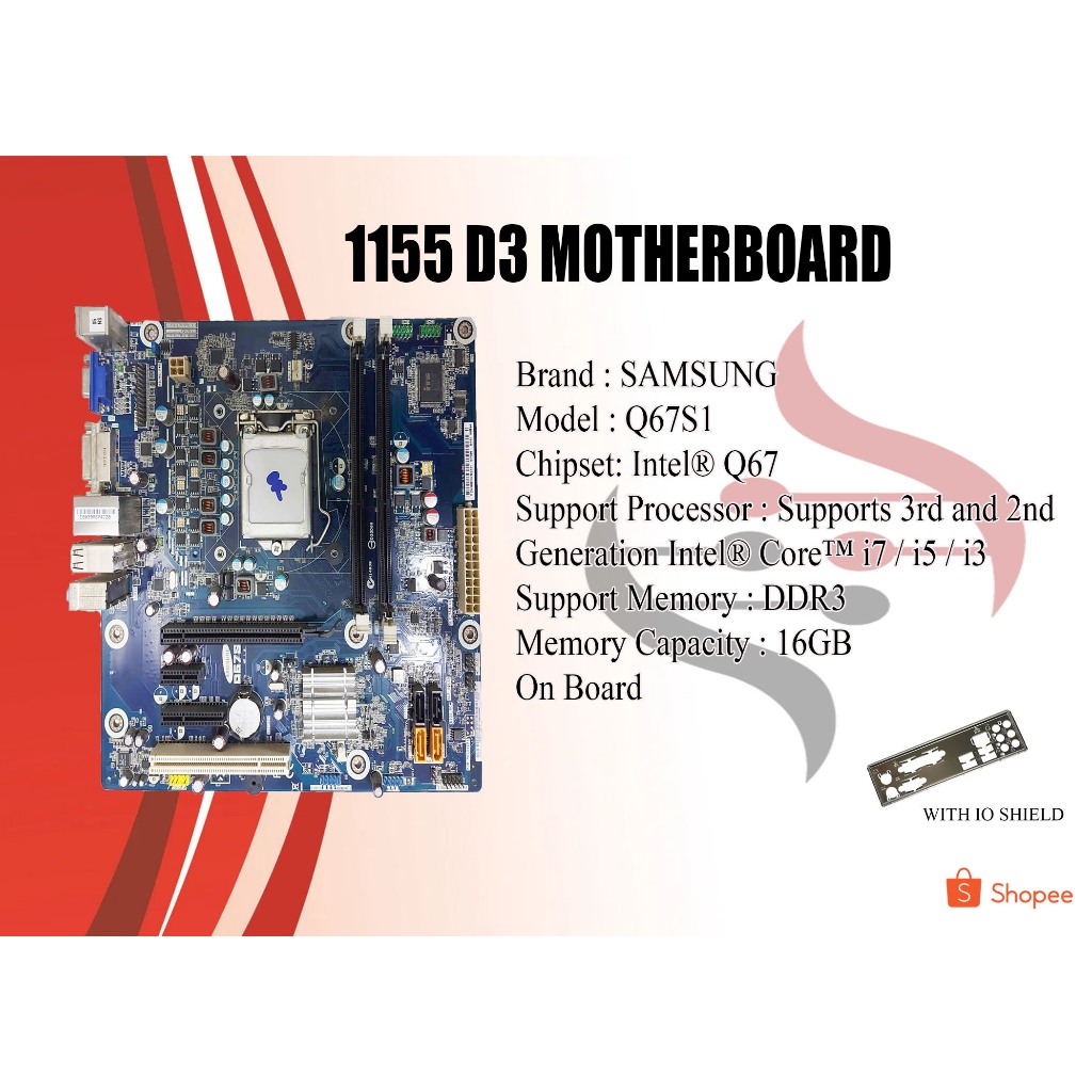 Socket 1155 D3 OB Motherboard Q67 SAMSUNG Q67S1 (with Backplate ...