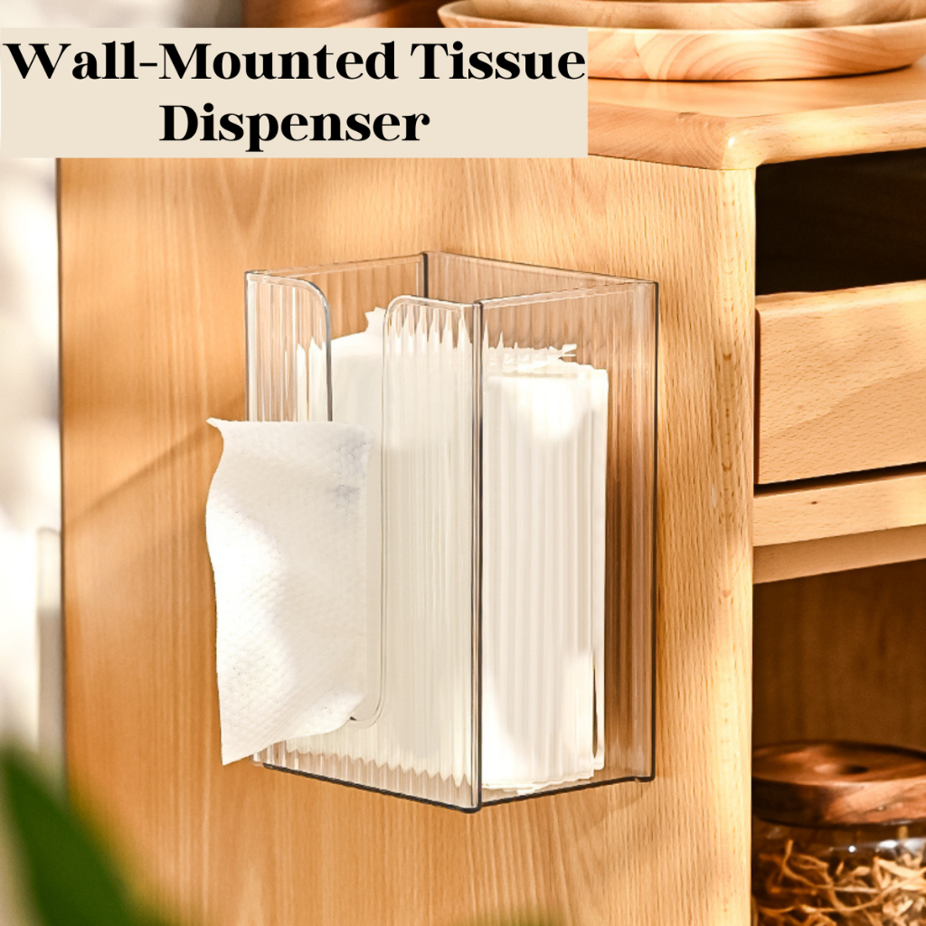 LOCAUPIN Wall Mounted Clear Plastic Tissue Holder Bathroom Counter