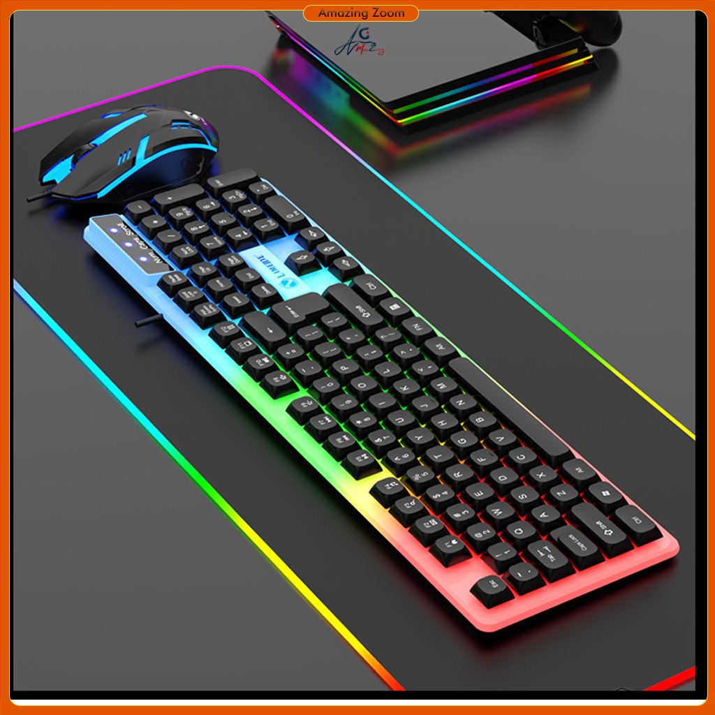 GTX350 Keyboard set Rainbow Gaming USB Wired Keyboard colorful button ...
