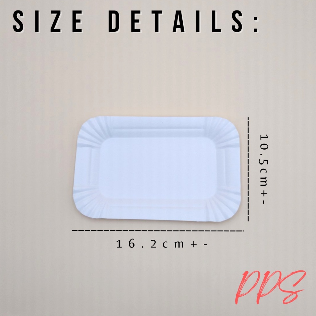 200pcs - Paper Plate Plain Rectangle Shape White Snack Food Tray ...