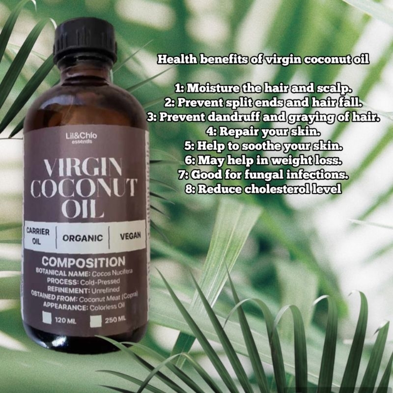 VIRGIN COCONUT OIL VCO 120 ml /250 ml BOTTLE CARRIER OIL ORGANIC ...