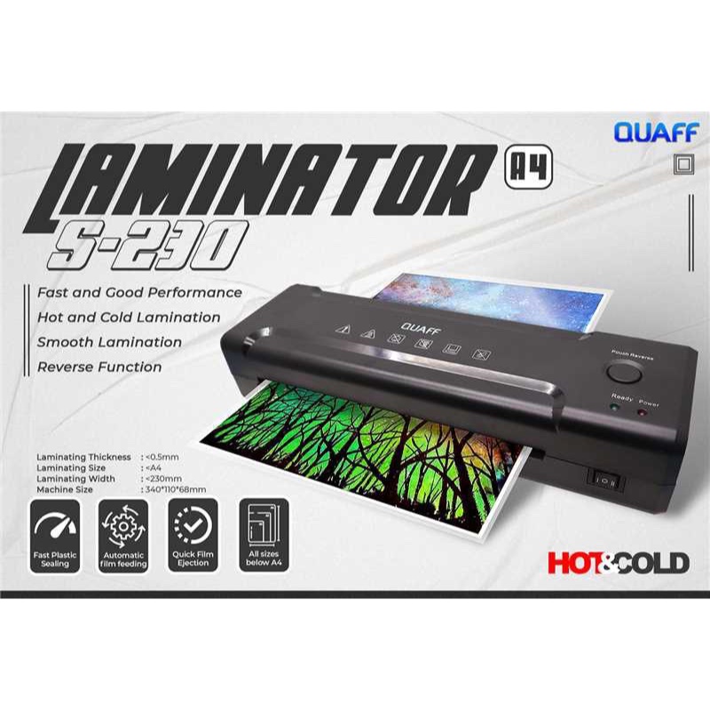 Quaff A4 Mini Laminator Laminating Machine Black S230 Max Laminate