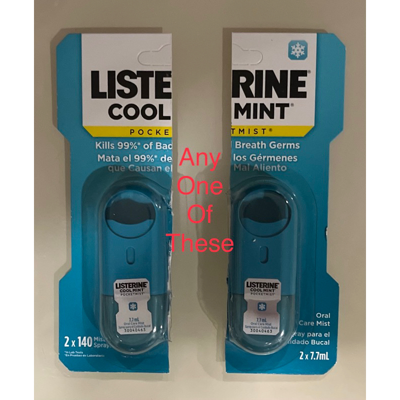 Listerine PocketMist Spray Cool Mint Oral Care Mist, 2 Packs | Shopee ...