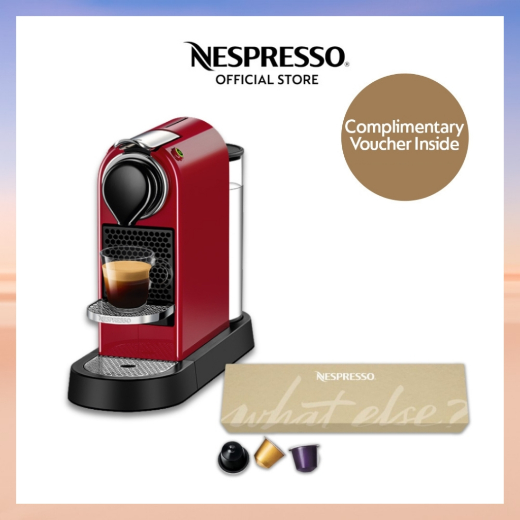 Nespresso CitiZ Red Coffee Machine With Nespresso Coffee Capsules ...