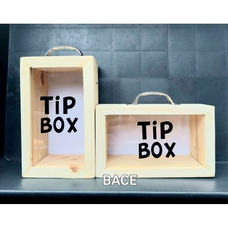 Small Size Tip Box Made from glass and wood Coin bank style | Shopee ...