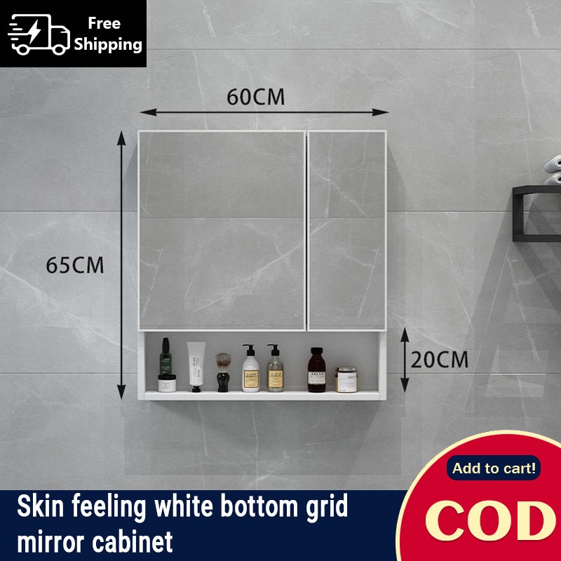 Bathroom Wall Mounted Mirror Cabinet Storage Shelves Shelf with Door ...