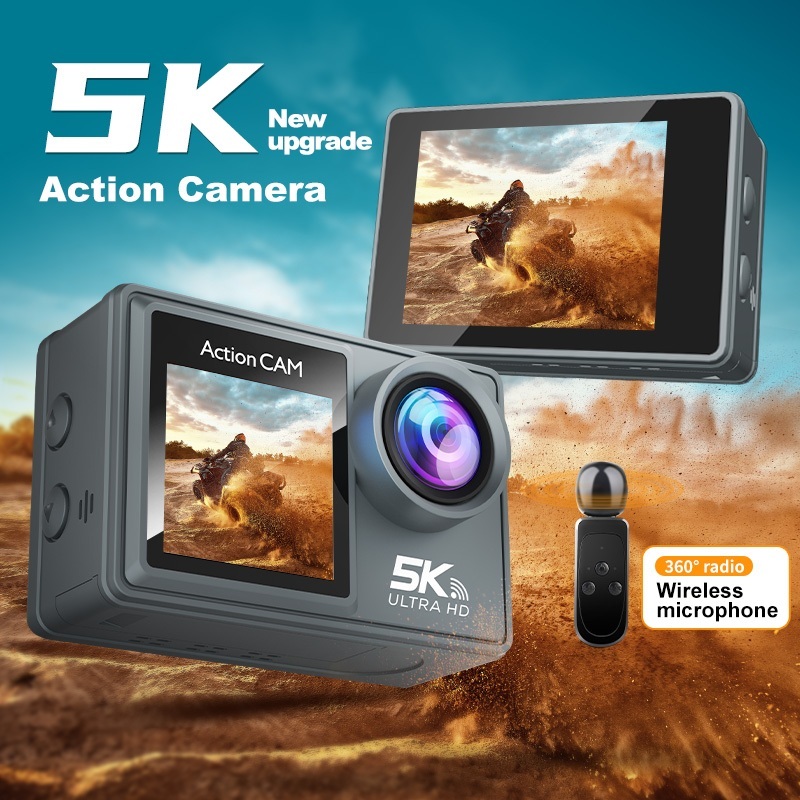 Ausek 5k 4k 60 fps action camera IPS Dual Color Screen WiFi EIS ...