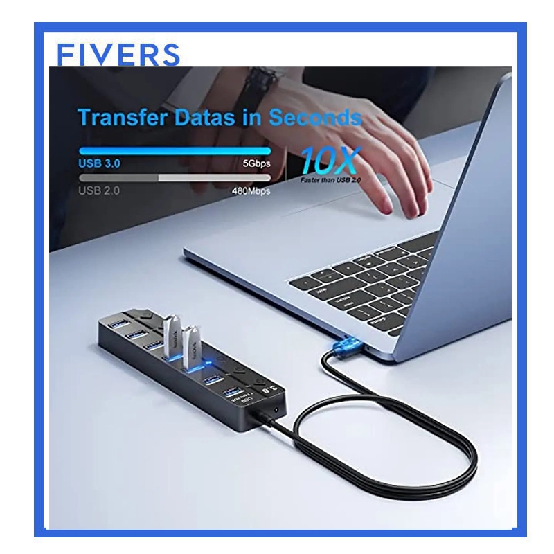 4 Ports and 7 Ports High Speed USB Hub with Switch for PCs/Laptops ...