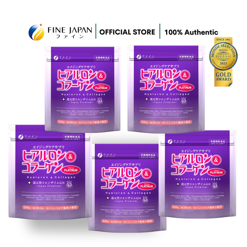 Fine Japan 5 Packs/Set Hyaluron and 5250mg Collagen Peptides Powder Co ...