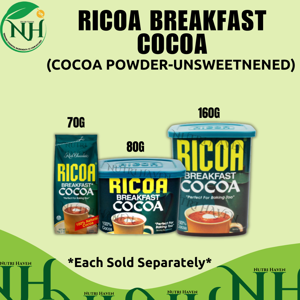 RICOA BREAKFAST COCOA POWDER (unsweetened cocoa powder) 70g, 80, 160g
