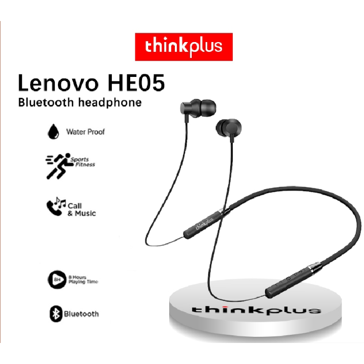 LENOVO HE05 Bluetooth 5.0 Neckband Wireless Magnetic Bluetooth Headset ...