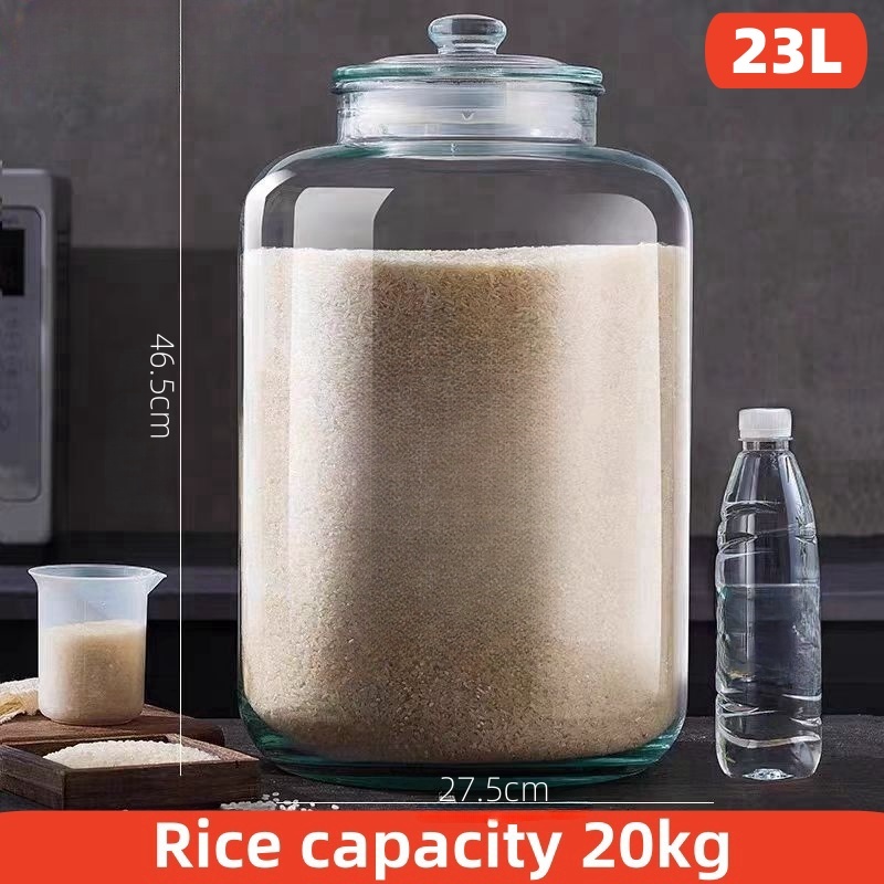 glass rice dispenser 8.5kg/10kg/13.5kg/25kilos big glass jars with lid ...