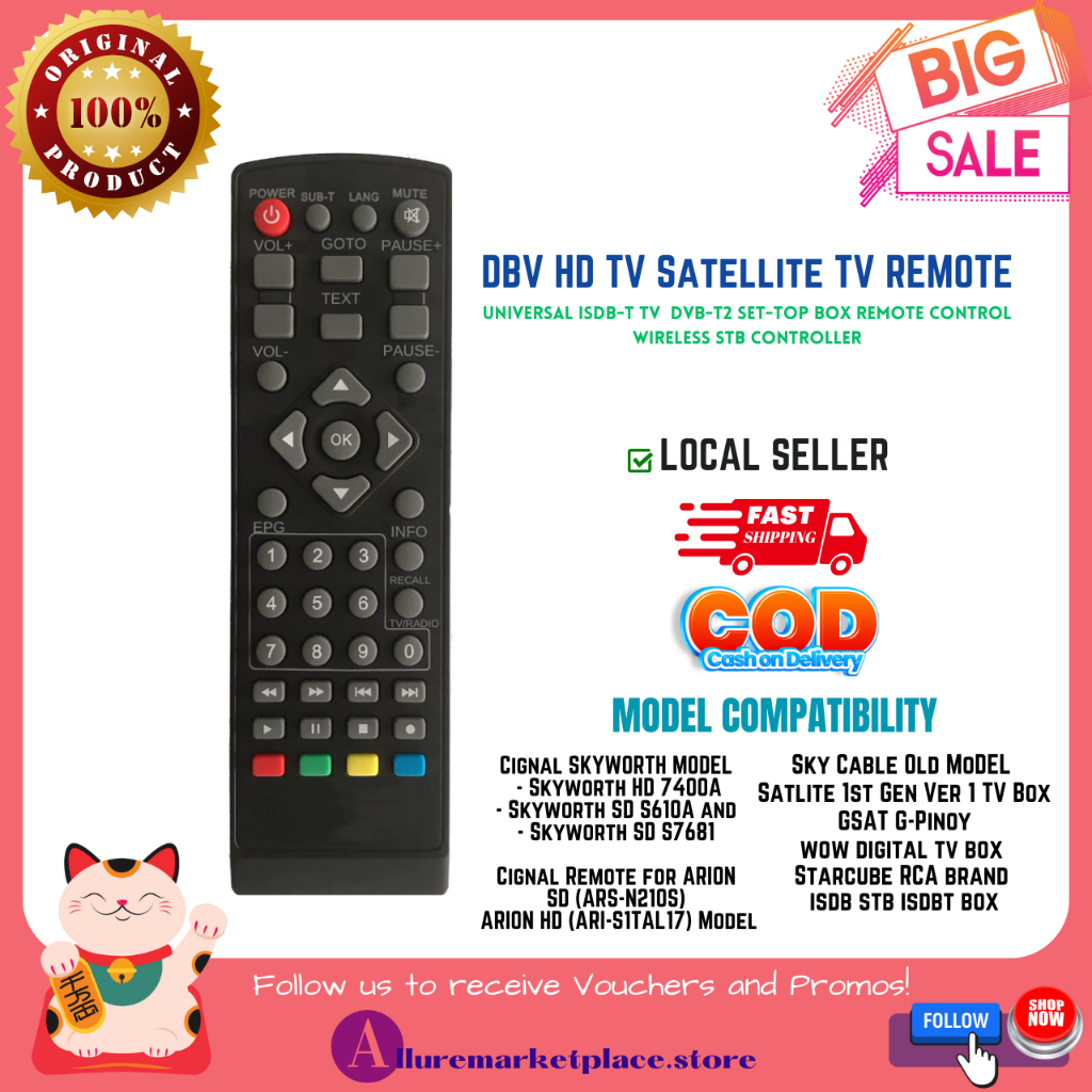 SkyCable Cignal Skyworth IRD TV Box Remote Arion GPINOY CHA-S2S1TMS Wow ...