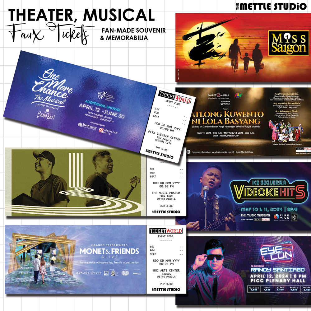 Theater, Musical, Concert Faux Tickets 2024 | Fan made Merch Souvenir ...