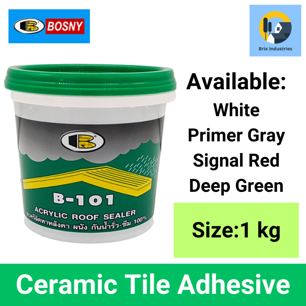 Bosny Acrylic Roof Sealer 1kg White, Primer Grey, Signal Red, Deep