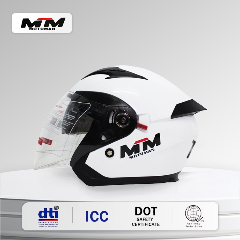 MTM MOTOMAN Half Face helmet Motorcycle dual visor Anti glare UV rays ...