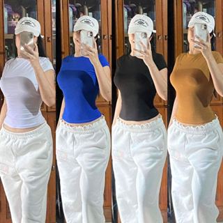 Sanah.H Top sell Basic Double Lining Full Length Round Neck Shirt Body Fitted Plain Tops