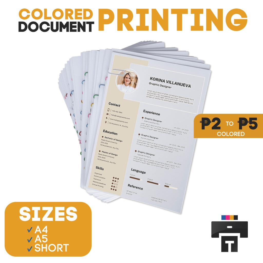 Colored 2 peso per Print Document Printing Services for Short, Long, A4 ...