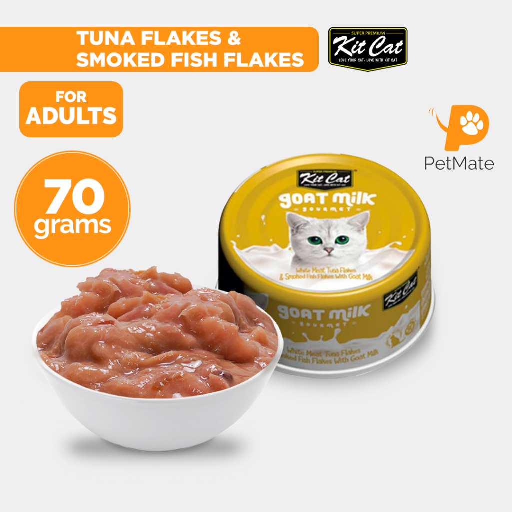 KitCat White Meat Tuna Flakes & Smoked Fish Flakes Cat Can With Goat ...