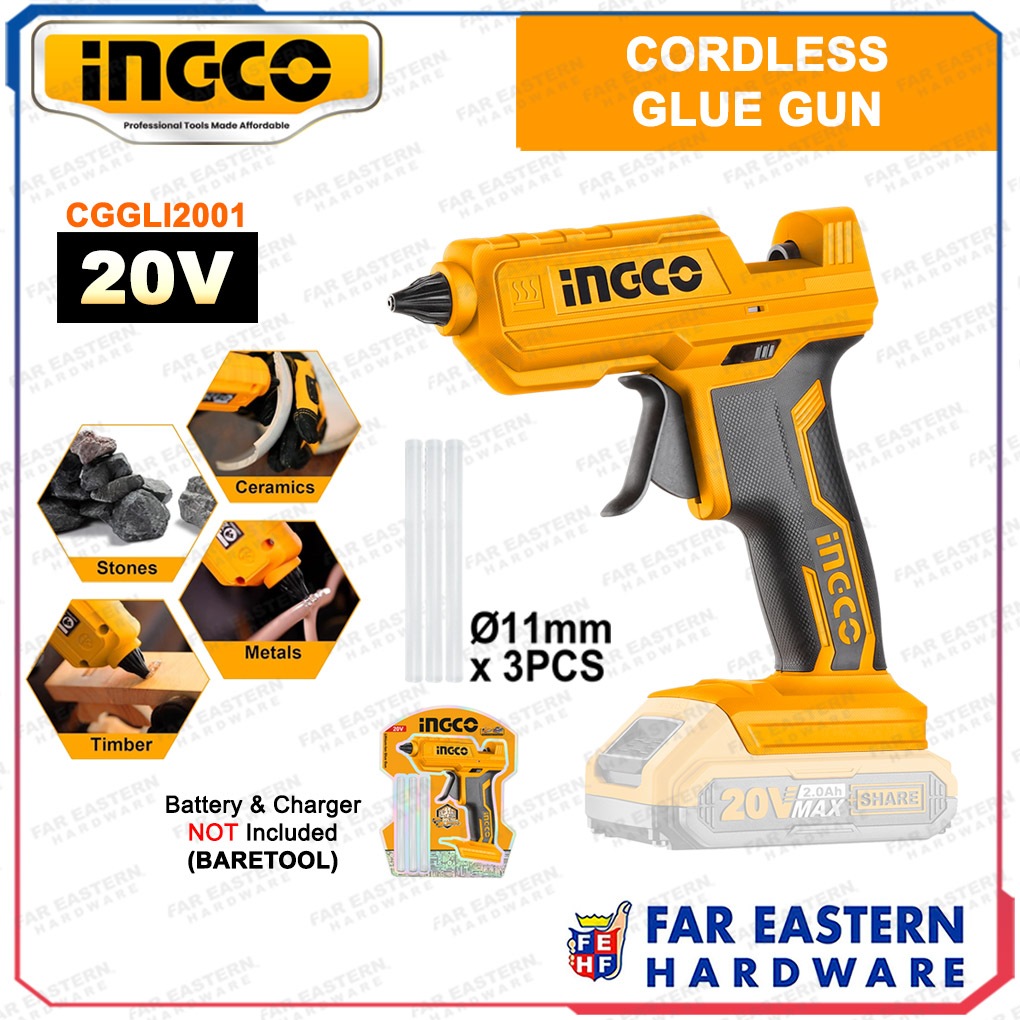INGCO Cordless Glue Gun 20V w/ 3 Glue Stick CGGLI2001 INPTCL Shopee
