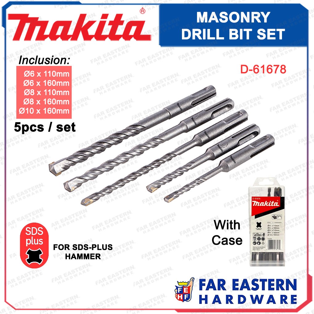 MAKITA Masonry Concrete Drill Bit 5pcs Set for SDS PLUS Hammer D-61678 ...