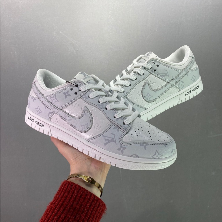 Louis Vuitton x Nike SB Dunk Low Cut White Grey Sneakers Skate Casual Sports Shoes For Men Women Shopee Philippines