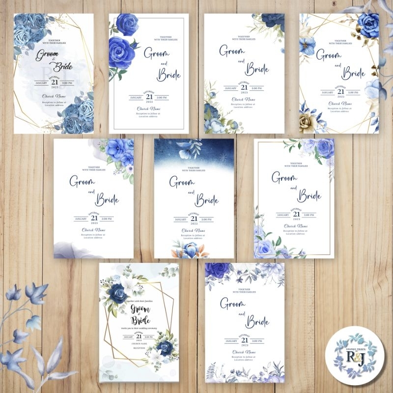 Royal | Navy Blue Wedding Invitation | Personalized | Free Layout