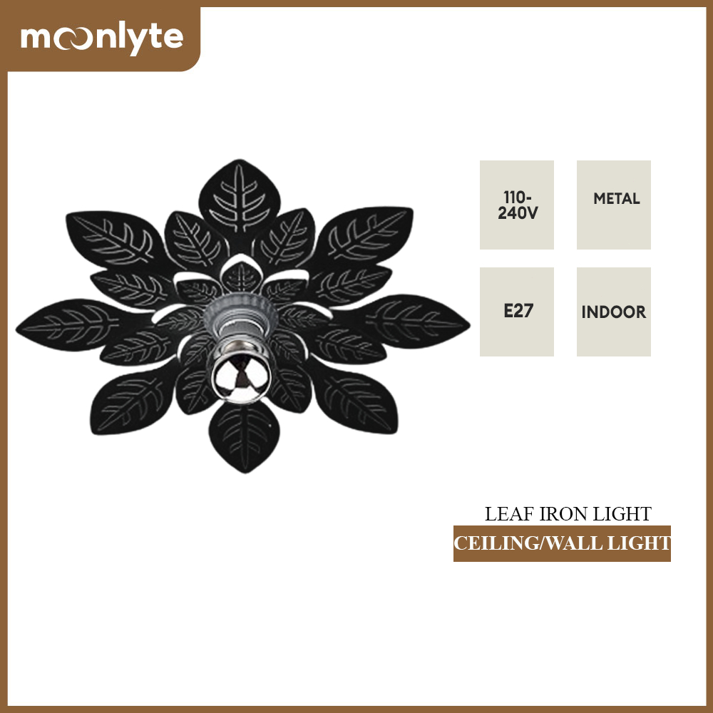 MOONLYTE Creative 3D Wrought Iron Flower Leaf Design Wall Lamp for ...