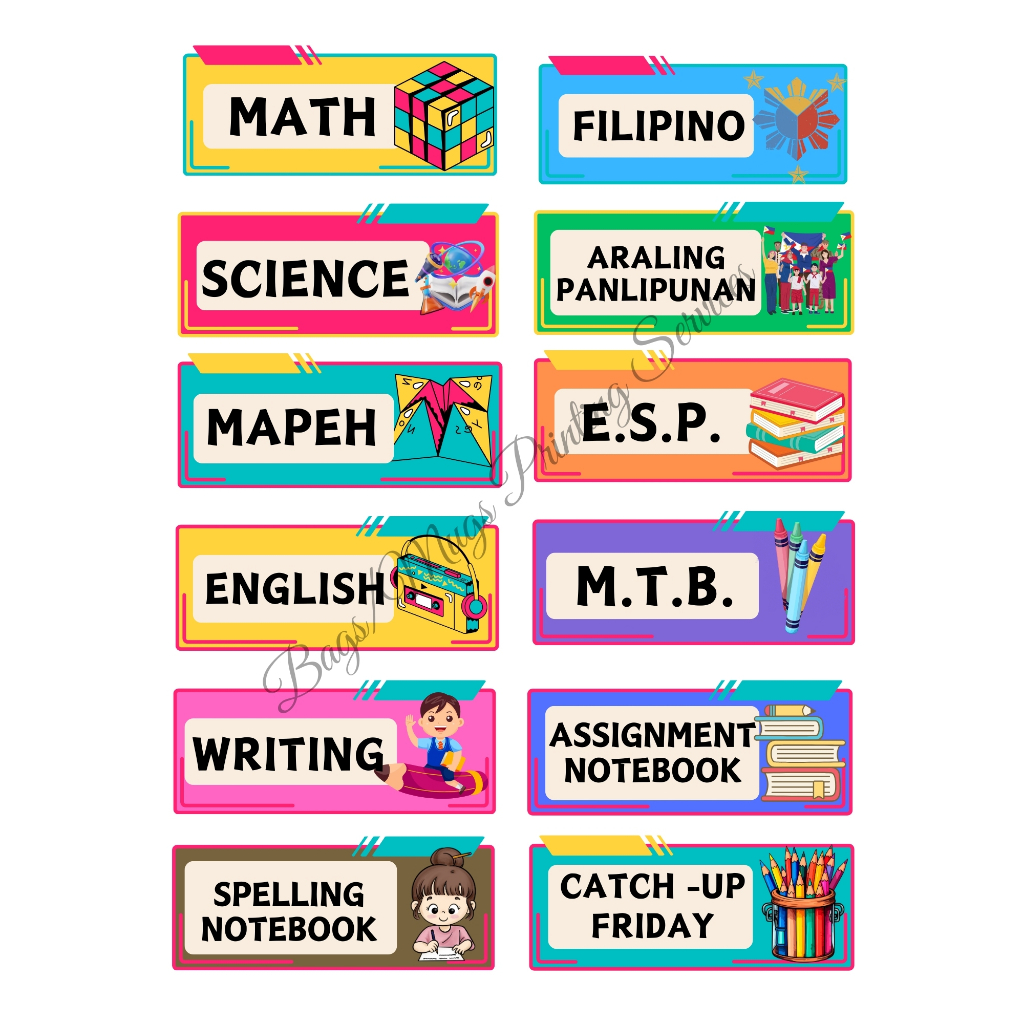 Subject label sticker Name label | Shopee Philippines