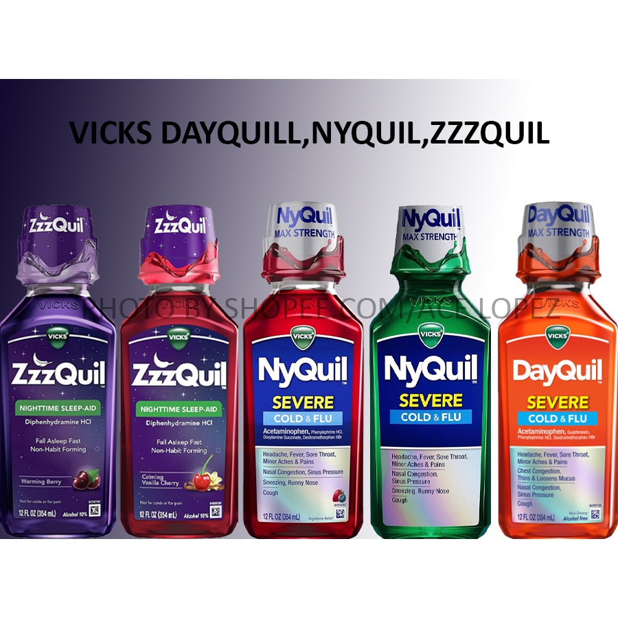 Vicks ZzzQuil,DayQuil and Nyquil Cold & Flu 12oz als21207 | Shopee ...