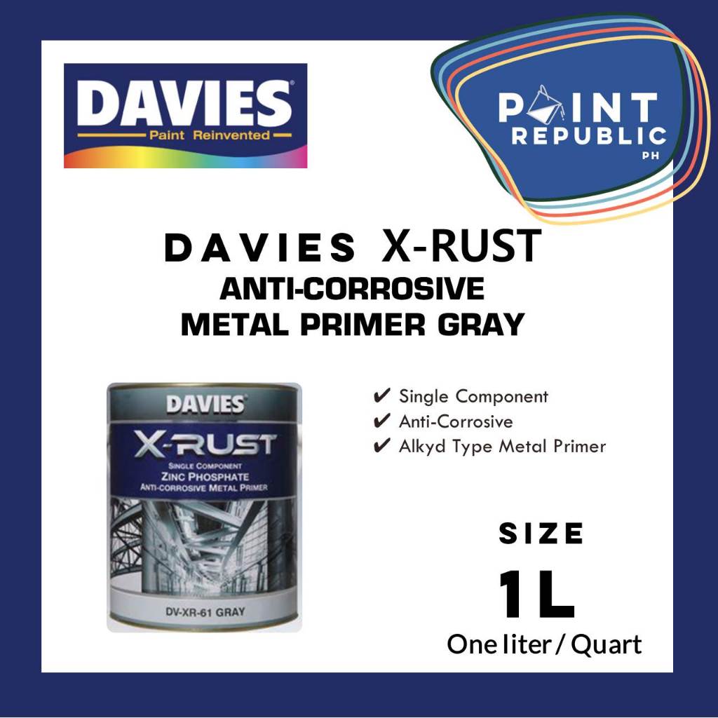 Davies X-Rust Anti-Corrosion Metal Primer Gray-1L (1 liter/quart ...