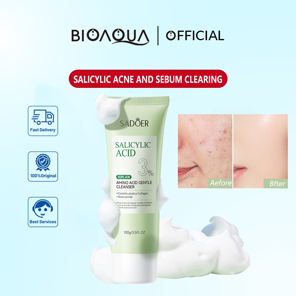 BIOAOUA Salicylic Acid Cleanser Oil Control Acne Amino Acid Mild Skin ...