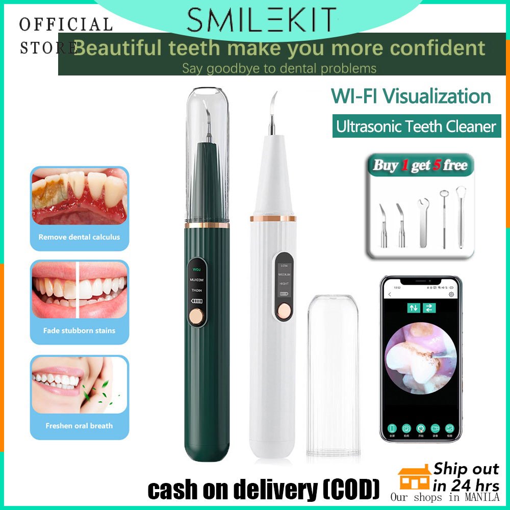SMILEKIT Tooth Cleaner Tartar Remover Smart Ultrasonic Teeth Cleaner ...