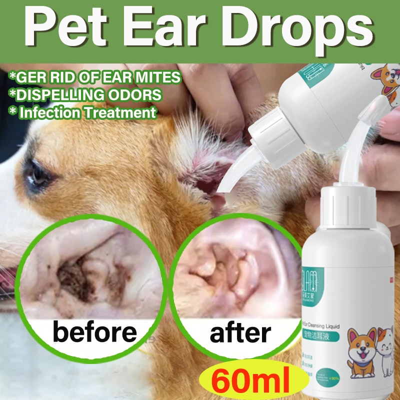 Ear Drops For Dogs Pet Ear Mites Cleaner odor Removal Ear Drops ...